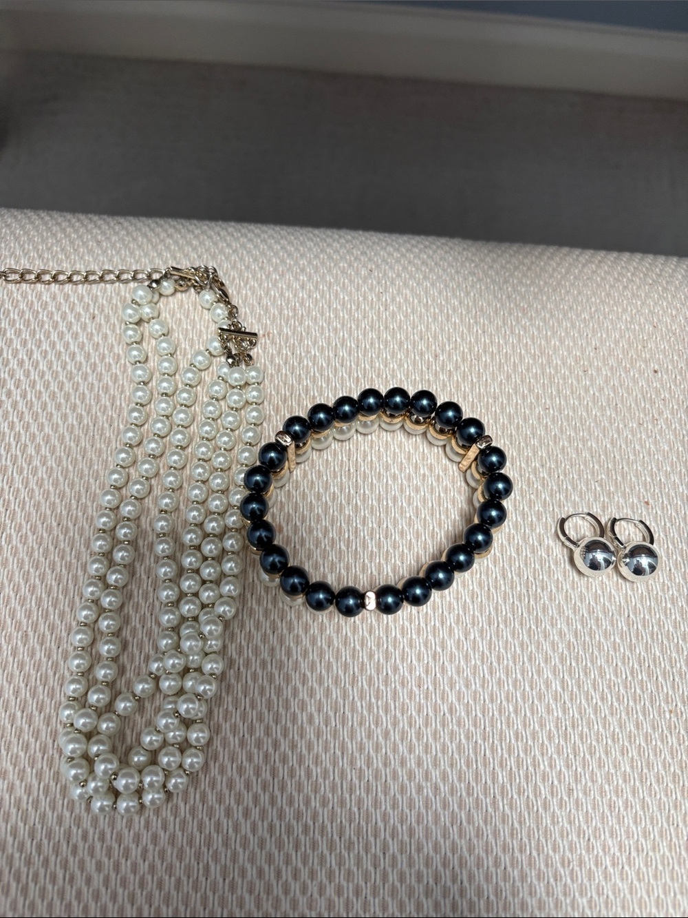 Charter Club Black Pearl Stretch Necklace with Gold Accents